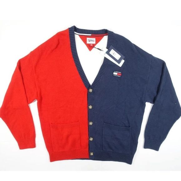 NWT TOMMY HILFIGER JEANS COLOR BLOCK RED WHITE BLUE SiZE LARGE (SAME AS PHOTO) - Picture 1 of 9